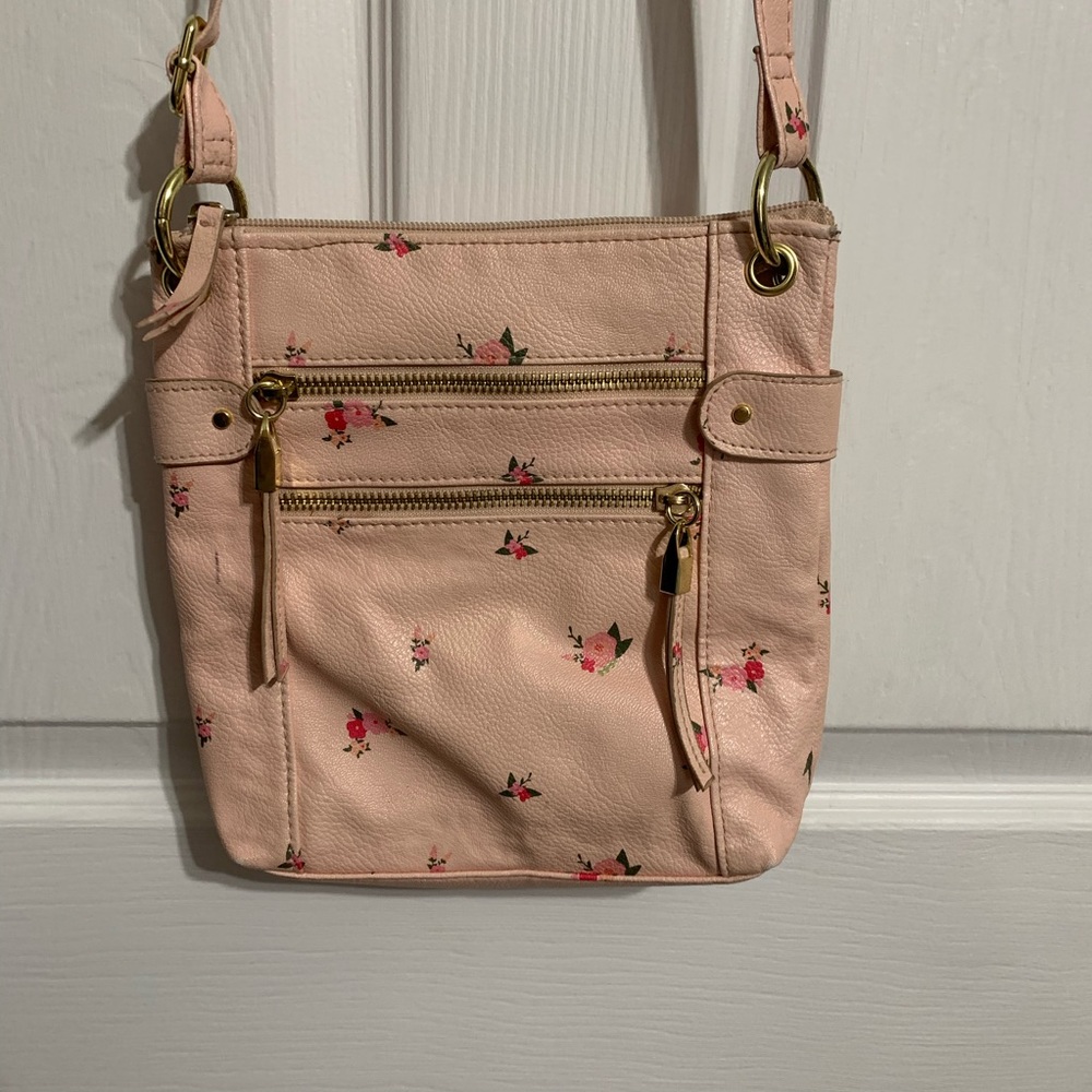 Pink floral cross body purse